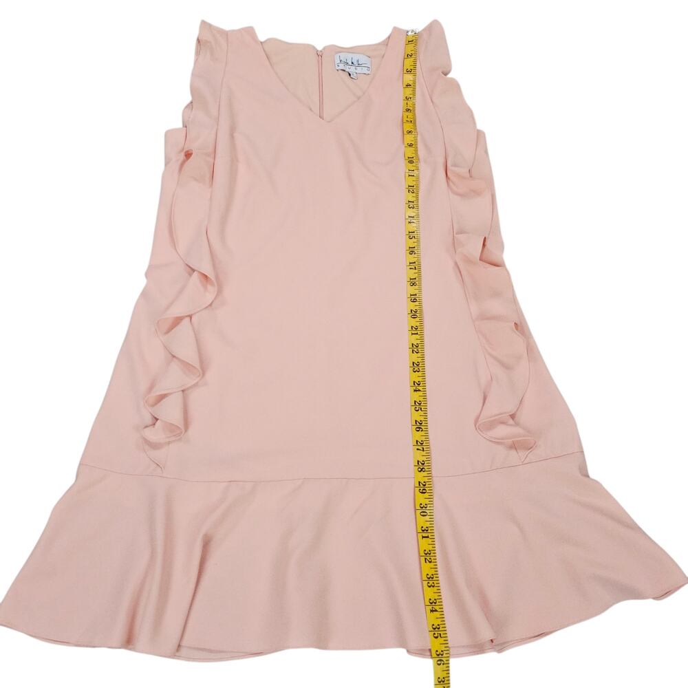 NWT Nicole Miller Studion Dress Size 14 Blush Peach Ruffled Sleeveless Lined - Picture 13 of 14